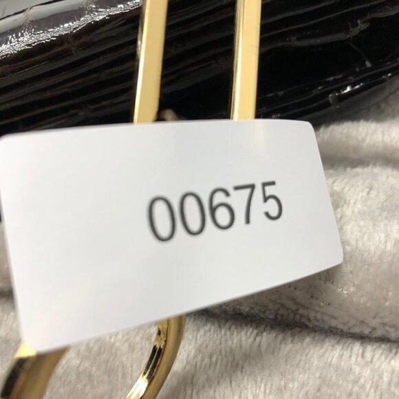 Tory Burch Retired Dark Brown Patent Leather Croc Embossed Gold Hardware Bag - Picture 12 of 12